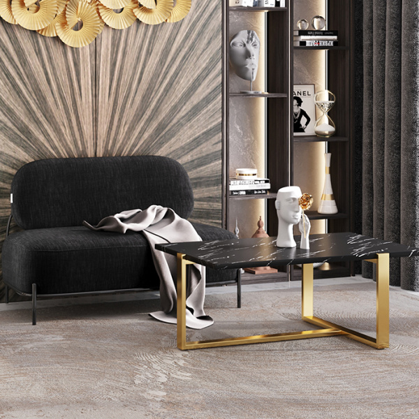 Журнальный столик Тоби 109х66 чёрный мрамор Stool Group ECT-5004-TG