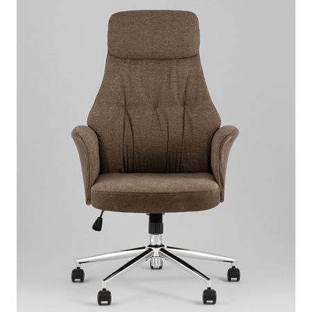 Кресло офисное TopChairs Neoma коричневый экокожа Stool Group YF-0515 ZE119A-3+FH-65 brown retro