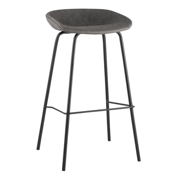 Комплект барных стульев Турин серая экокожа черные ножки (2 шт) Stool Group 8319TB GREY BOX