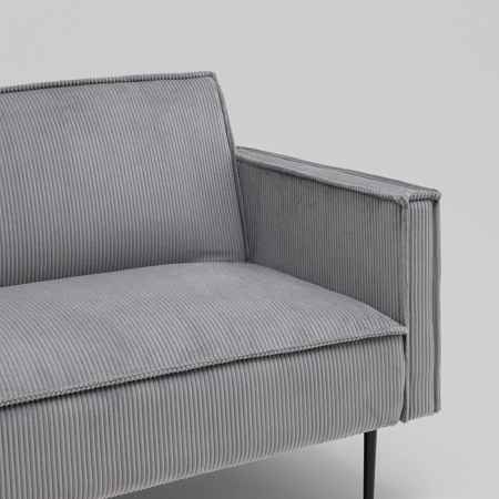 Диван прямой Кассель велюр рельефный светло-серый Stool Group vd-cassel-cl-steel