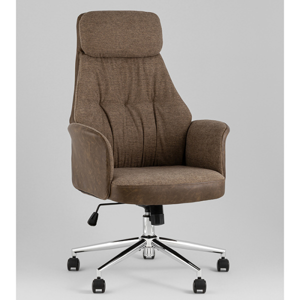 Кресло офисное TopChairs Neoma коричневый экокожа Stool Group YF-0515 ZE119A-3+FH-65 brown retro