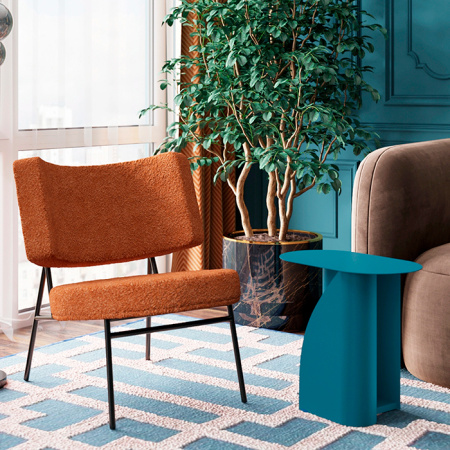 Журнальный столик Yvaine металл синий Stool Group MT-104-1 DB-012