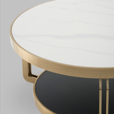 Журнальный столик Калисто светлая/темная керамика Stool Group ECT-316-BRCG white/black