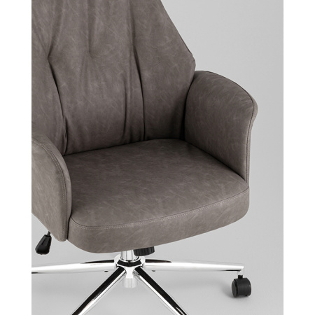 Кресло офисное TopChairs Neoma серый экокожа Stool Group YF-0515 FH-62 grey retro