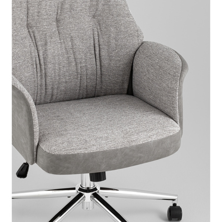 Кресло офисное TopChairs Neoma светло-серый экокожа Stool Group YF-0515 ZE119A-14+FH-64 l.grey retr
