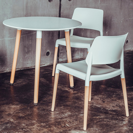 Стол круглый Eames DST New D80 белый деревянные ножки Stool Group Z-210 V.2
