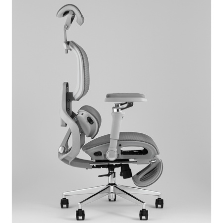 Кресло офисное TopChairs Prodigy с оттоманкой серый Stool Group D-566-1 grey
