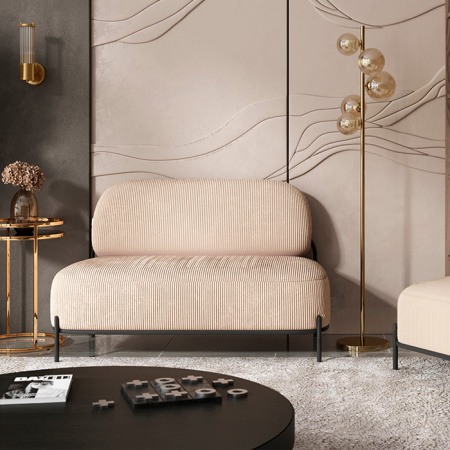 Диван Стоун велюр рельефный молочный Stool Group vd-dv-stone-cl-bone