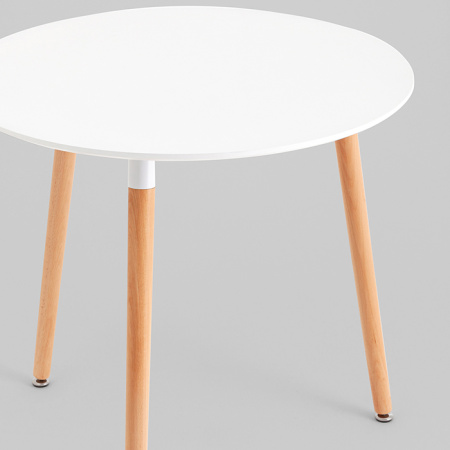 Стол круглый Eames DST New D80 белый деревянные ножки Stool Group Z-210 V.2