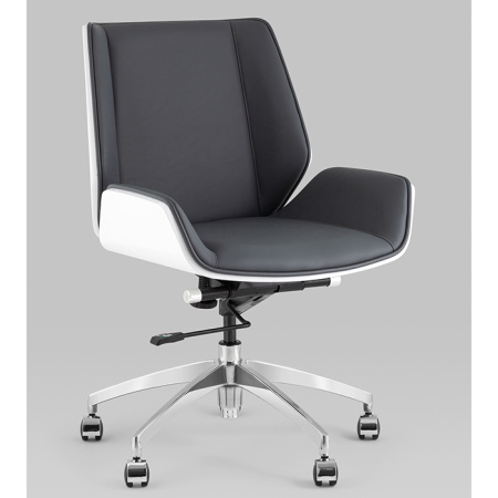 Кресло офисное TopChairs Crown серо-голубой/белый Stool Group A312-A 8386-16 white back
