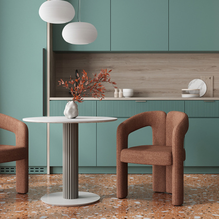 Стол круглый Терралино D90 керамика белый основание латте Stool Group SO 298-86410