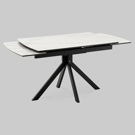 Стол раскладной Галац 120-180х80 см стекло белый основание черное Stool Group SO 273-77762