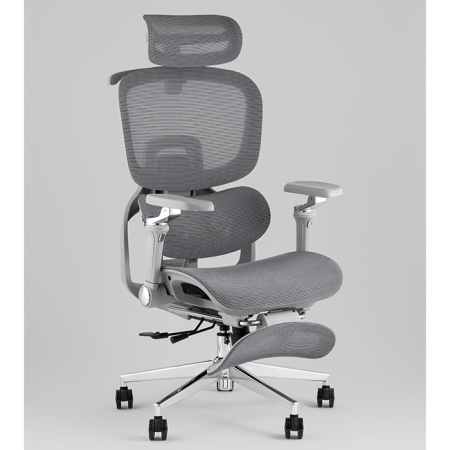 Кресло офисное TopChairs Prodigy с оттоманкой серый Stool Group D-566-1 grey
