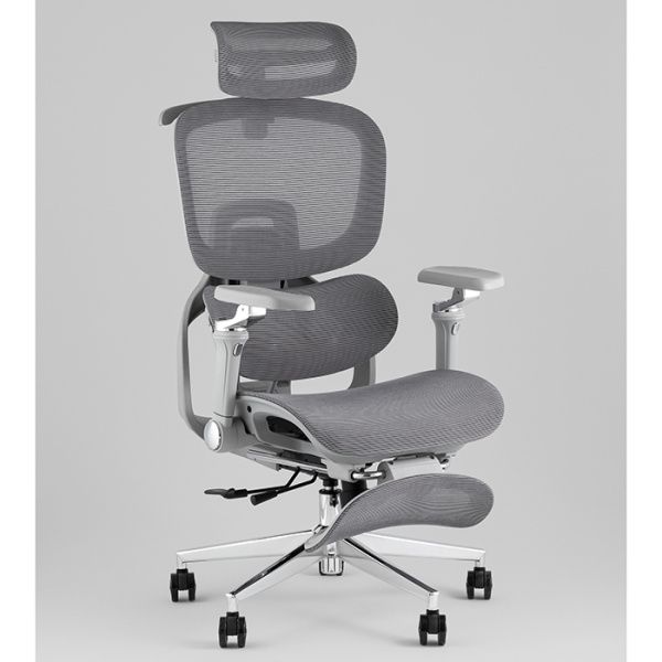 Кресло офисное TopChairs Prodigy с оттоманкой серый Stool Group D-566-1 grey