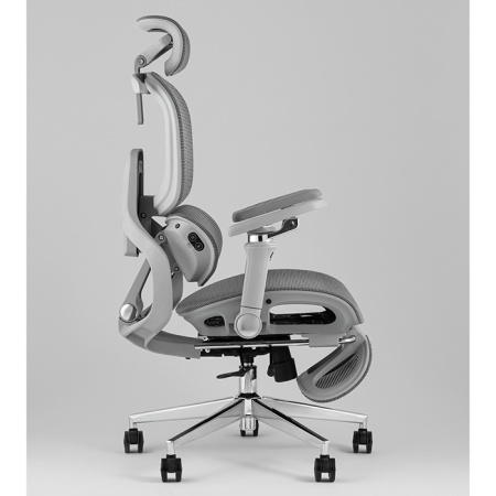 Кресло офисное TopChairs Prodigy с оттоманкой серый Stool Group D-566-1 grey