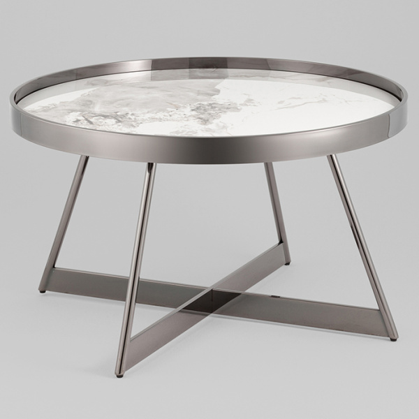 Журнальный столик Гера D80 белая керамика Stool Group ECT-280-GM