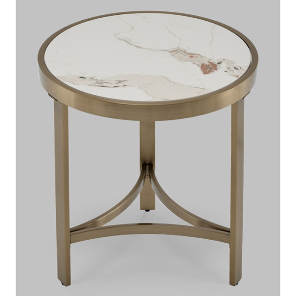 Журнальный столик Адриана D50 светлая керамика Stool Group EET-223-BRCG-BDFL