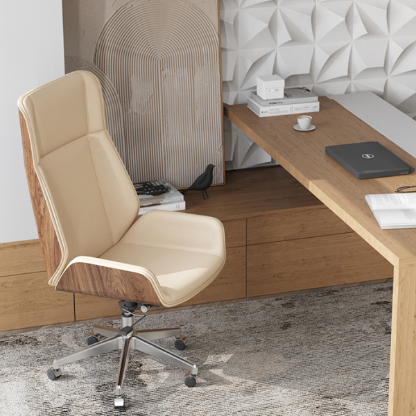 Кресло офисное TopChairs Crown бежевый Stool Group A312 8383-1 walnut back