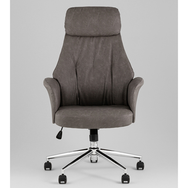 Кресло офисное TopChairs Neoma серый экокожа Stool Group YF-0515 FH-62 grey retro