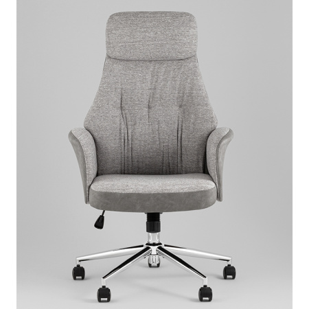 Кресло офисное TopChairs Neoma светло-серый экокожа Stool Group YF-0515 ZE119A-14+FH-64 l.grey retr