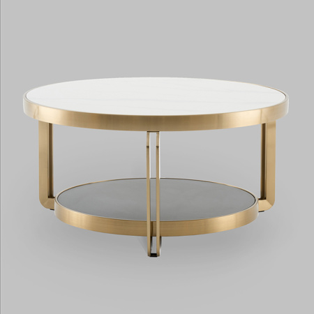 Журнальный столик Калисто светлая/темная керамика Stool Group ECT-316-BRCG white/black
