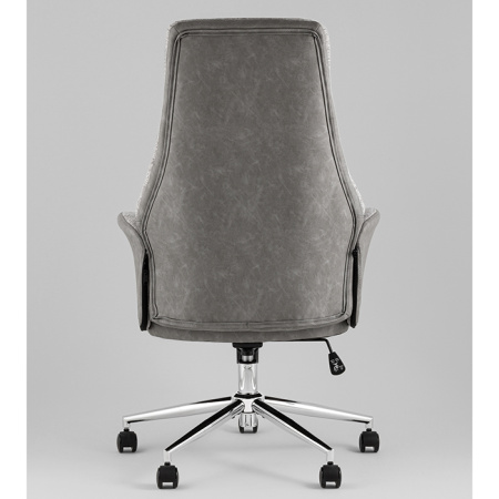 Кресло офисное TopChairs Neoma светло-серый экокожа Stool Group YF-0515 ZE119A-14+FH-64 l.grey retr