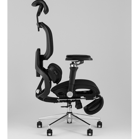 Кресло офисное TopChairs Prodigy с оттоманкой чёрный Stool Group D-566 black