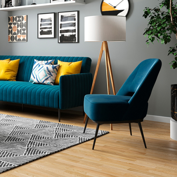 Кресло-лаунж Бостон велюр синий Stool Group vd-boston-b29
