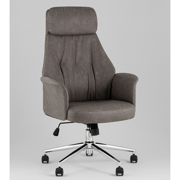 Кресло офисное TopChairs Neoma серый экокожа Stool Group YF-0515 FH-62 grey retro