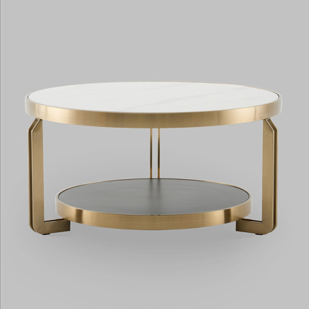 Журнальный столик Калисто светлая/темная керамика Stool Group ECT-316-BRCG white/black