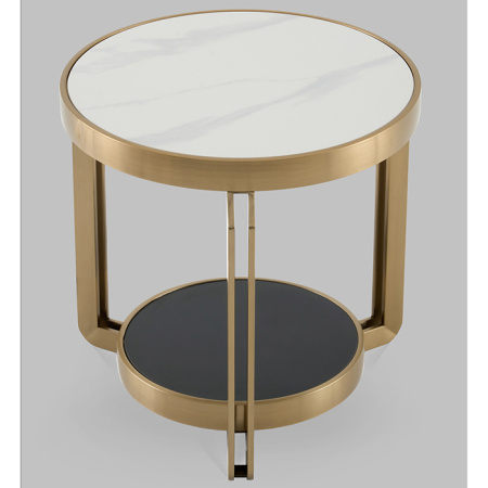 Журнальный столик Калисто светлая/темная керамика Stool Group EET-316-BRCG white/black