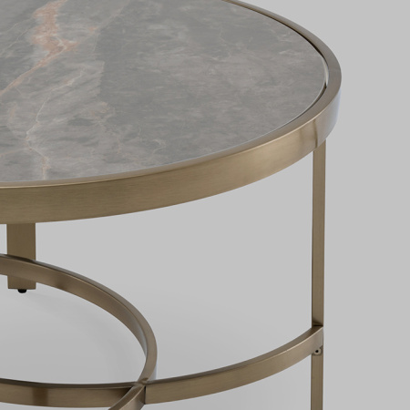 Журнальный столик Адриана D80 серая керамика Stool Group ECT-223-BRCG-BNSG