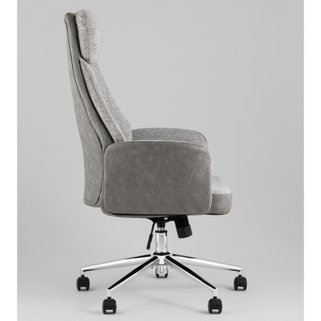 Кресло офисное TopChairs Neoma светло-серый экокожа Stool Group YF-0515 ZE119A-14+FH-64 l.grey retr