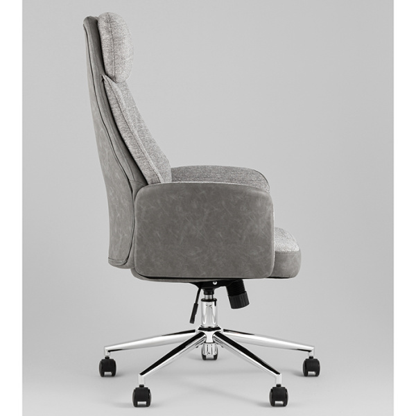 Кресло офисное TopChairs Neoma светло-серый экокожа Stool Group YF-0515 ZE119A-14+FH-64 l.grey retr