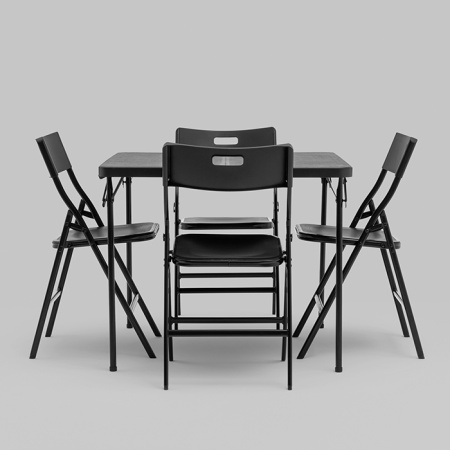 Комплект раскладного стола и стульев чёрный Stool Group YX-ZFP86 black