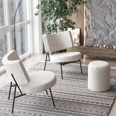 Кресло District Lounge букле белый Stool Group LV-101-S000-01