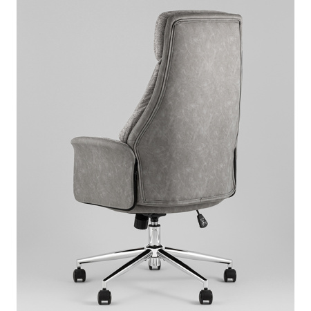 Кресло офисное TopChairs Neoma светло-серый экокожа Stool Group YF-0515 ZE119A-14+FH-64 l.grey retr