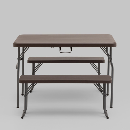 Комплект стола и двух скамеек коричневый Stool Group YX-B113 brown