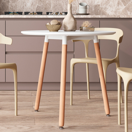 Стол круглый Eames DST New D80 белый деревянные ножки Stool Group Z-210 V.2