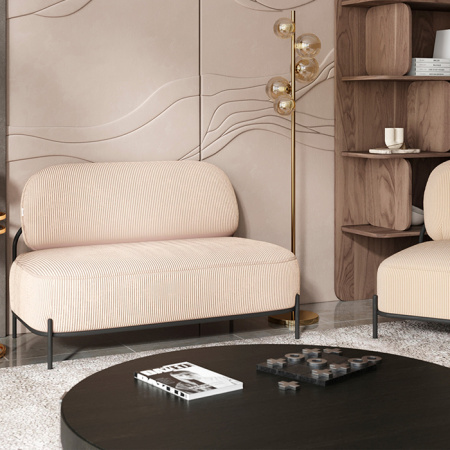 Диван Стоун велюр рельефный молочный Stool Group vd-dv-stone-cl-bone
