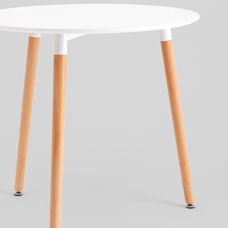 Стол круглый Eames DST New D80 белый деревянные ножки Stool Group Z-210 V.2