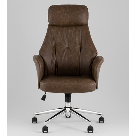 Кресло офисное TopChairs Neoma коричневый экокожа Stool Group YF-0515 FH-65 brown retro