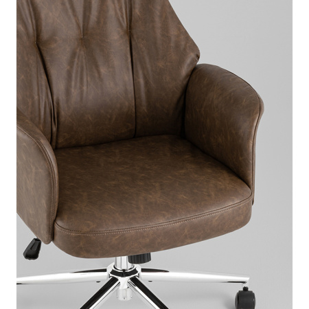 Кресло офисное TopChairs Neoma коричневый экокожа Stool Group YF-0515 FH-65 brown retro