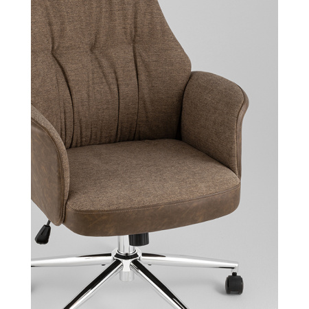 Кресло офисное TopChairs Neoma коричневый экокожа Stool Group YF-0515 ZE119A-3+FH-65 brown retro