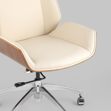Кресло офисное TopChairs Crown бежевый Stool Group A312 8383-1 walnut back