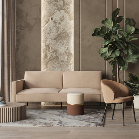 Диван прямой Кассель велюр бежевый Stool Group vd-cassel-vl18