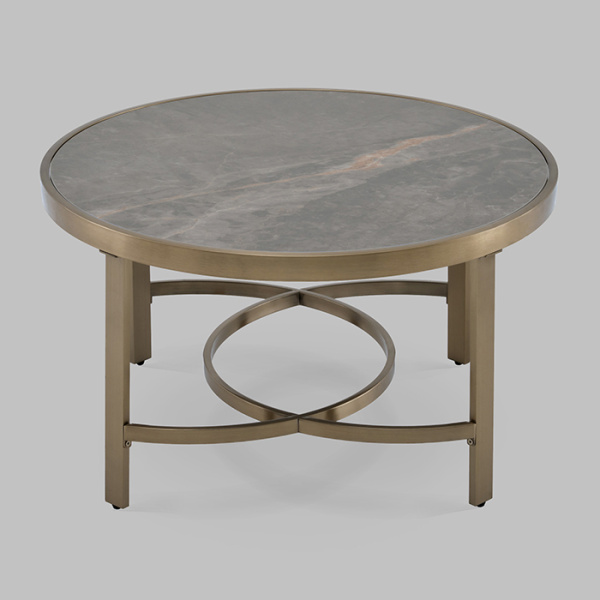 Журнальный столик Адриана D80 серая керамика Stool Group ECT-223-BRCG-BNSG
