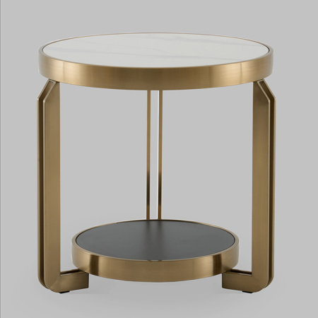 Журнальный столик Калисто светлая/темная керамика Stool Group EET-316-BRCG white/black
