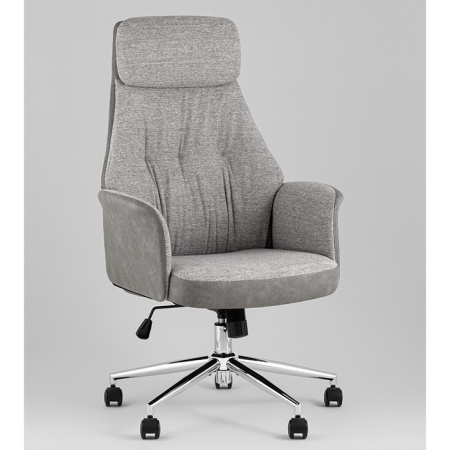 Кресло офисное TopChairs Neoma светло-серый экокожа Stool Group YF-0515 ZE119A-14+FH-64 l.grey retr