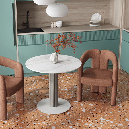 Стол круглый Терралино D90 керамика белый основание латте Stool Group SO 298-86410